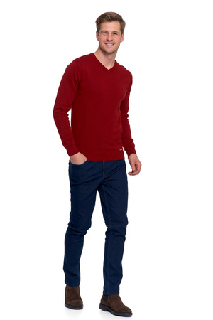 ELEGANCKI SWETER MĘSKI KLASYCZNY PROSTY KRÓJ DEKOLT W SEREK MODNY MORAJ