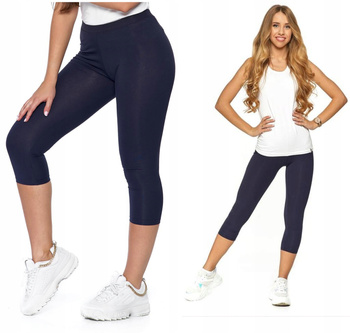 Legginsy Damskie 3/4 Wysoki Stan Bawełna
