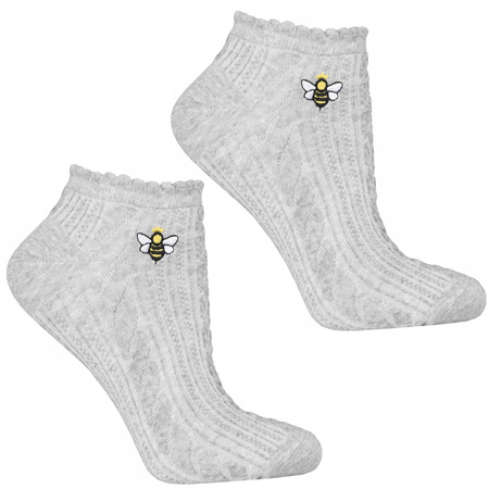 Skarpetki Damskie Stopki do Kostki Klasyczne HAFT Paski MORAJ 3-pary