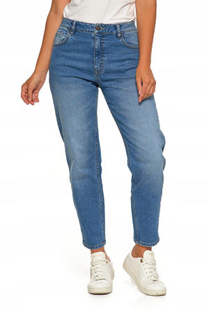 Spodnie Mom Fit Jeansowe Damskie z Wysokim Stanem Luźne Jeansy MORAJ 