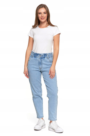 Spodnie Jeansowe Damskie Mom Fit Wysoki Stan Luźne Modne Jeansy MORAJ 