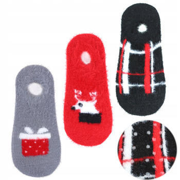 Skarpetki Świąteczne Futrzane Niskie Stopki na Święta MORAJ 3 pary