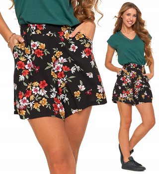 KRÓTKIE SPODENKI DAMSKIE Szorty z Wiskozy Na Lato Modne w Kwiaty MORAJ
