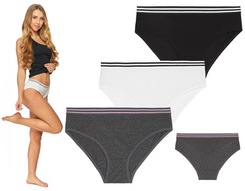 Majtki Bawełniane Figi Klasyczne Bikini Damskie Gumka w Paski 3-szt. MORAJ