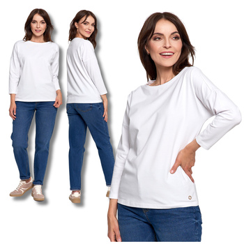 GŁADKA BLUZKA DAMSKA KOSZULKA Z 3/4 RĘKAWEM MODNA KLASYCZNA MORAJ