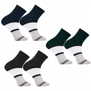 Skarpetki Męskie Za Kostkę Klasyczne w Paski Ciemne Kolory 3PAK MORAJ