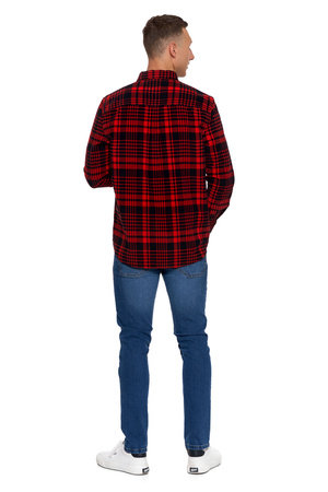 SZTRUKSOWA KOSZULA MĘSKA 100% BAWEŁNA W KRATĘ DŁUGI RĘKAW WYGODNA MORAJ