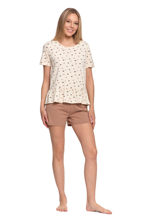 PIŻAMA DAMSKA DWUCZĘŚCIOWA MORAJ KRÓTKI RĘKAW SPODNIE SZORTY UROCZA