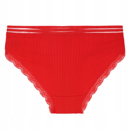 Figi Damskie Bikini Majtki Bawełniane Prążek Koronka Modne 4-pak MORAJ 
