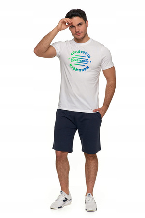 Koszulka Męska MORAJ T-Shirt na krótki Rękaw Biała z Nadrukiem Bawełna 