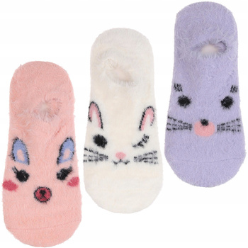 Skarpetki Niskie Stopki Ciepłe Balerinki Zwierzak Futrzane MORAJ 3pak