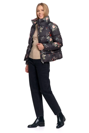 KRÓTKA KURTKA DAMSKA PIKOWANA Z KAPTUREM NA JESIEŃ CIEPŁA MORAJ