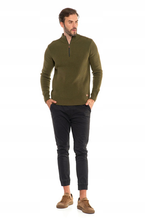 Sweter Męski Ze Stójką Zapinany Pod Szyją Elegancki Sweterek Ciepły MORAJ 