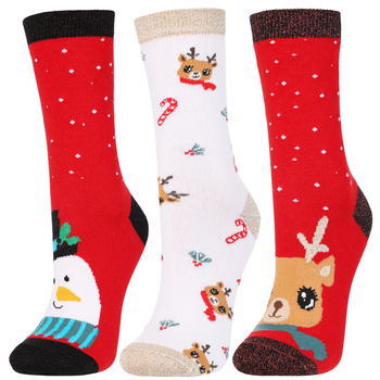 ŚWIĄTECZNE SKARPETY RENIFERY SKARPETKI PREZENT NA ŚWIĘTA MORAJ 3-PAR