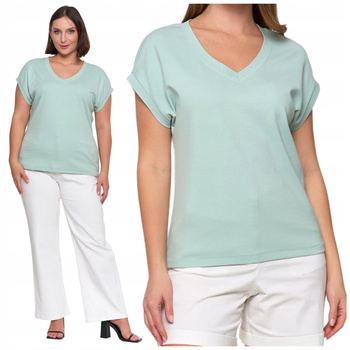 Bluzka Damska T-Shirt Prosty Fason Gładki Top Koszulka Bawełniana MORAJ