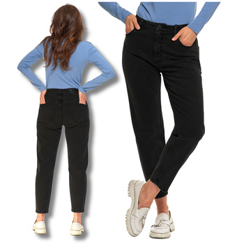 SPODNIE MOM FIT JEANSOWE DAMSKIE WYSOKI STAN LUŹNE MODNE JEANSY MORAJ