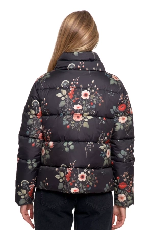 KRÓTKA KURTKA DAMSKA PIKOWANA Z KAPTUREM NA JESIEŃ CIEPŁA MORAJ