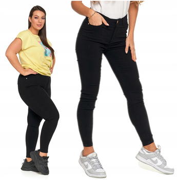 SPODNIE DAMSKIE Długie Eleganckie Wiskoza Czarne Rurki Modne MORAJ