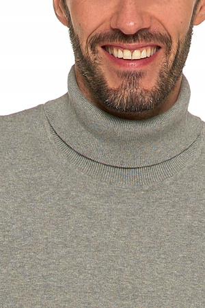 Sweter Męski z Golfem Klasyczny Bawełna Modny Wygodny Szary Golf MORAJ 