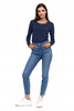 Spodnie Jeansowe Damskie Jeansy Skinny Wysoki Stan Wygodne MORAJ
