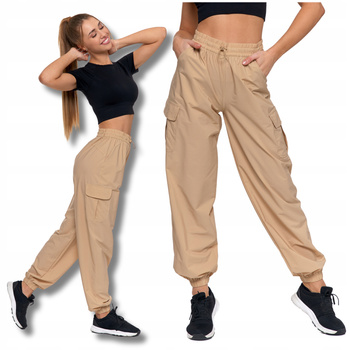Spodnie Bojówki Damskie Wysoki Stan Luźne Parachute Wygodne Modne MORAJ