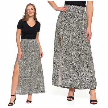 Spódnica Maxi z Rozcięciem Damska Długa Spódniczka Zwiewna Modna MORAJ