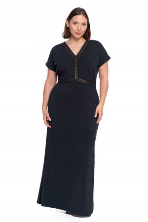 SUKIENKA DAMSKA MAXI Elegancka Dekolt w Serek Rozcięcie Koronka MORAJ 