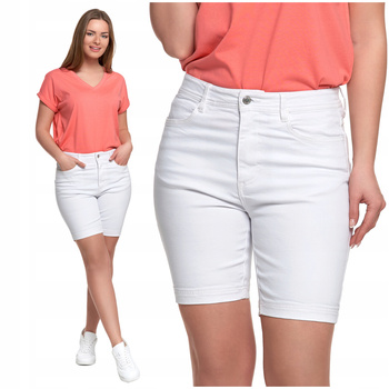 KRÓTKIE SPODENKI DAMSKIE PRZED KOLANO BIAŁE JEANSOWE WYGODNE MORAJ