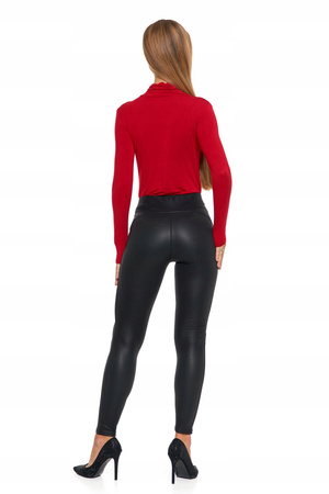 Eleganckie LEGGINSY DAMSKIE GETRY w imitujące skórę Wysoki Stan MORAJ 