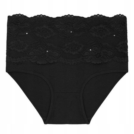 Majtki Damskie Figi Wysoki Stan Koronka Subtelne Plus Size 4-PAK MORAJ 