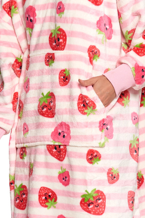 KOCOBLUZA CIEPŁA DUŻA BLUZA KOC Z RĘKAWAMI W TRUSKAWKI 2W1 PODUSZKA MORAJ