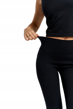 Legginsy Damskie Sportowe Wysoki Stan Kryjące Prążkowane Wygodne MORAJ 