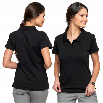 Koszulka Polo Damska PREMIUM Czarna Klasyczna Bawełniana Modna MORAJ