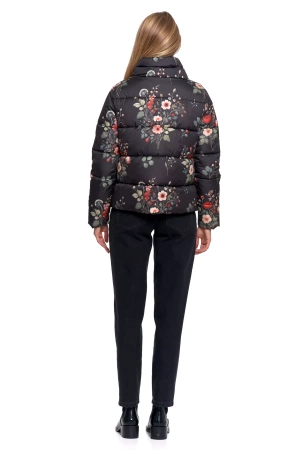 KRÓTKA KURTKA DAMSKA PIKOWANA Z KAPTUREM NA JESIEŃ CIEPŁA MORAJ