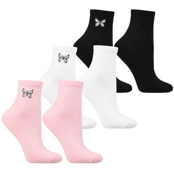 SKARPETKI DAMSKIE MORAJ SKARPETY 3/4 W MOTYLE UROCZE ZESTAW 3 PARY