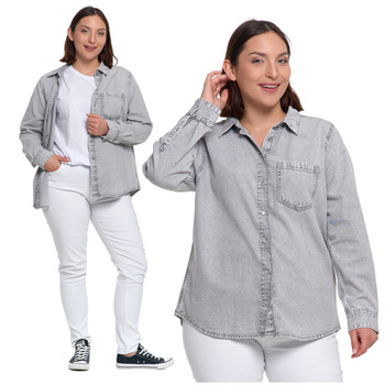 Luźna Koszula Jeansowa Damska Rozpinana Modna 100% Bawełna Klasyk MORAJ