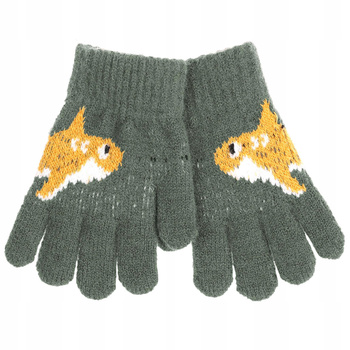 Rękawiczki Dziecięce Pięciopalczaste Klasyczne na Zimę Rekiny MORAJ