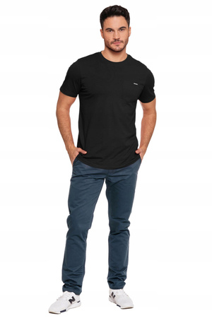 T-Shirt Męski Gładki Klasyczny Bawełniany Krótki Rękaw Kieszonka MORAJ 