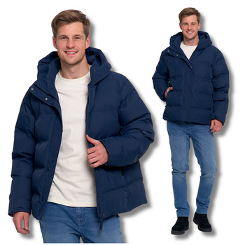 KURTKA MĘSKA PIKOWANA ZIMOWA CIEPŁA Z KAPTUREM PUCHOWA WYGODNA MORAJ