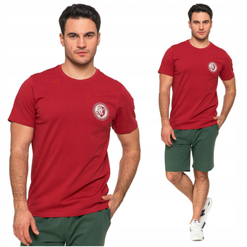 T-SHIRT MĘSKI MORAJ Koszulka Na Krótki Rękaw Delikatny Nadruk Bordowa
