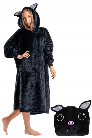 KOCOBLUZA 2w1 PODUSZKA Duża Bluza Koc z Kapturem Nietoperz Ciepła MORAJ Uni