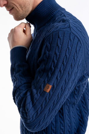 ELEGANCKI SWETER MĘSKI PÓŁGOLF KLASYCZNY ROZPINANY POD SZYJĄ MORAJ