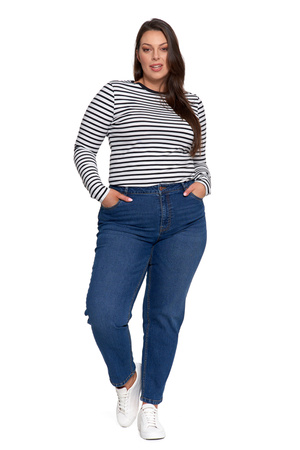 SPODNIE MOM FIT JEANSOWE DAMSKIE WYSOKI STAN LUŹNE MODNE JEANSY MORAJ