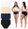 Majtki Damskie Figi Wysoki Stan Koronka Subtelne Plus Size 4-PAK MORAJ 