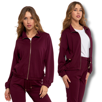 BLUZA DRESOWA DAMSKA MORAJ ROZPINANA GŁADKA KLASYCZNA ZE STÓJKĄ MODNA