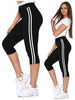 Legginsy Damskie 3/4 Lampas Wysoki Stan Kryjące Czarne Miękkie MORAJ 