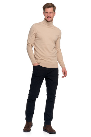 ELEGANCKI SWETER MĘSKI CIENKI GOLF KLASYCZNY GŁADKI DOPASOWANY MORAJ