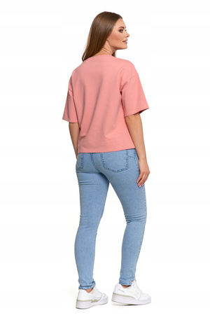 Luźny T-SHIRT DAMSKI Koszulka Bawełniana Bluzka z Krótkim Rękawem MORAJ 
