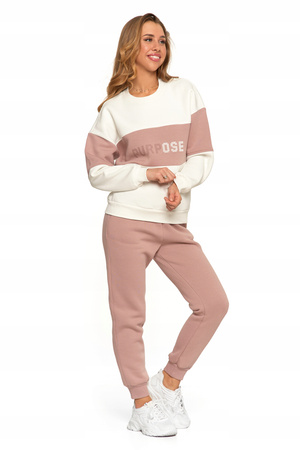 BLUZA DAMSKA Ocieplana Luźna z Napisem Modna Oversize Przez Głowę MORAJ 