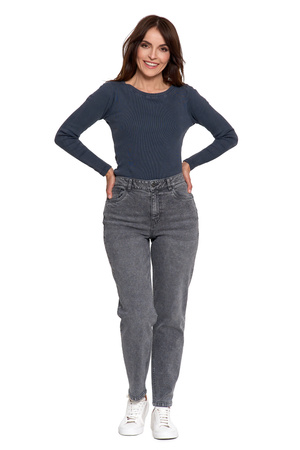SPODNIE MOM FIT JEANSOWE DAMSKIE WYSOKI STAN LUŹNE MODNE JEANSY MORAJ
